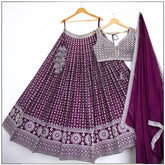 Purple Faux Georgette Wedding Lehenga Choli